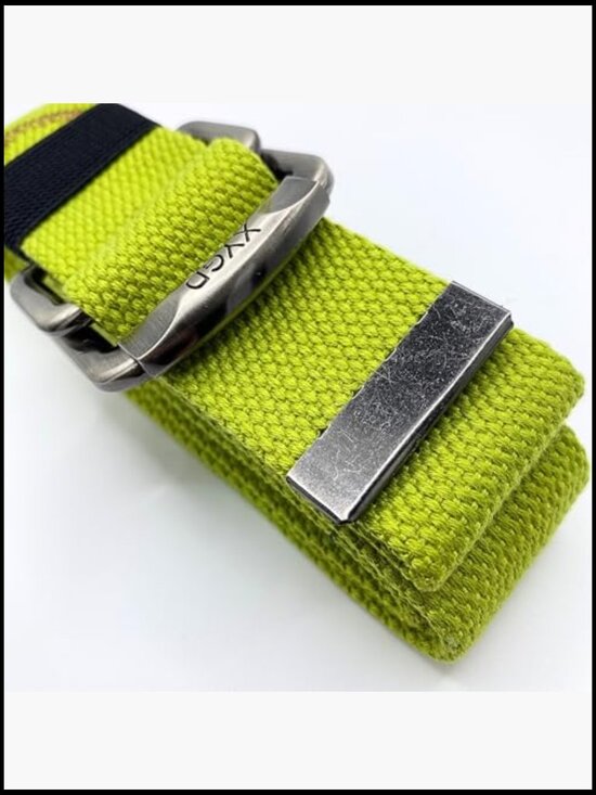 Double D-Ring Metal Buckle Canvas Web Belt, Adjustable Striped Travel